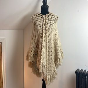 Handmade Open Knit Wool Poncho